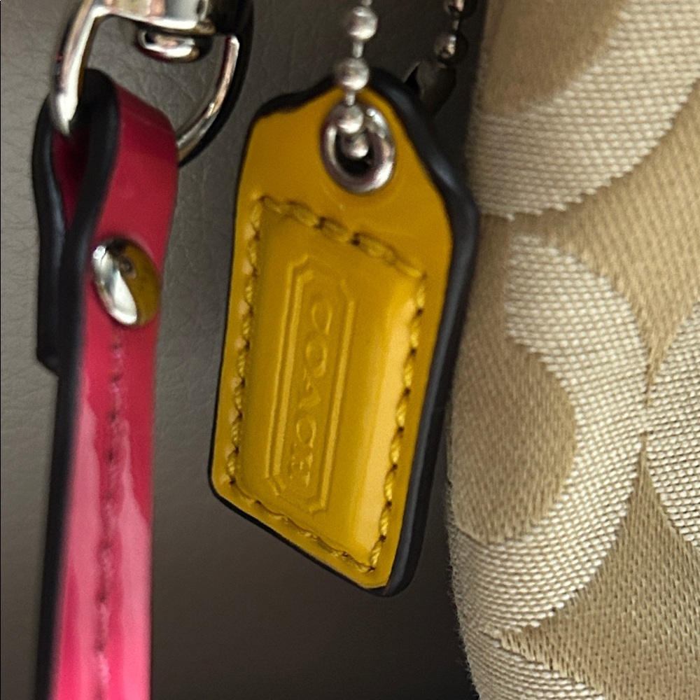 Coach Tan and Pink Wristlet Clutch - Picture 3 of 9